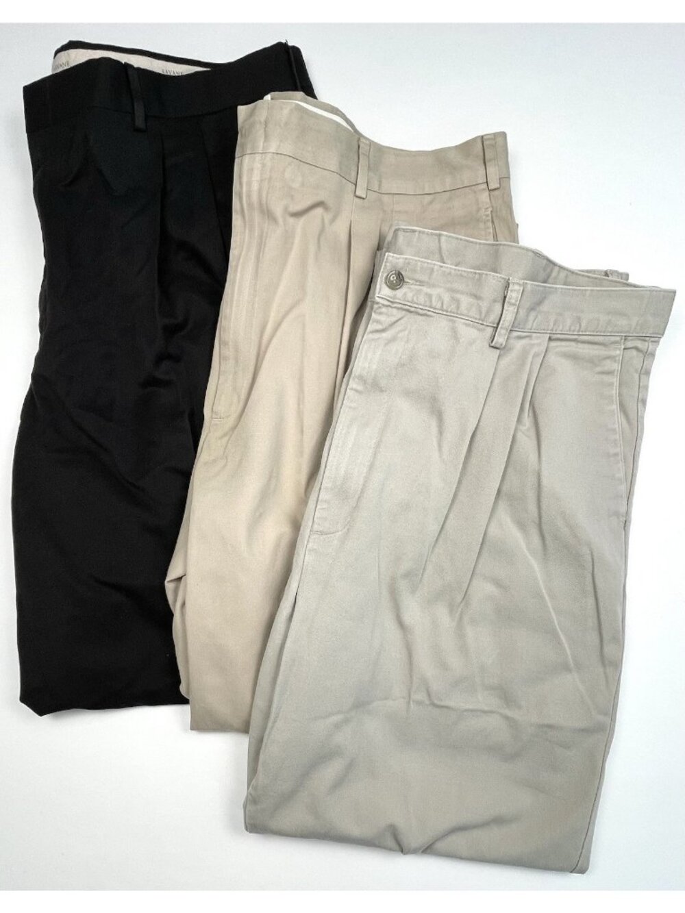 Mixed Lot 3 Pair Mens 42x32 Pleated Dress PANTS & Chinos LL Bean Savane Dockers